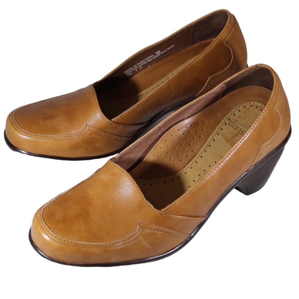 DANSKO Clog Mule Heel Leather Brown Tan size 38